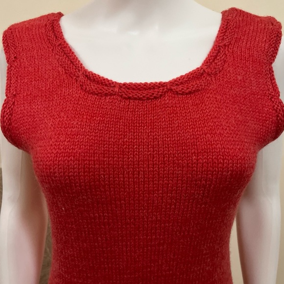 VTG 70s Wiggle Knit Scalloped Pencil Fitted Sweater Dress M - Picture 3 of 8